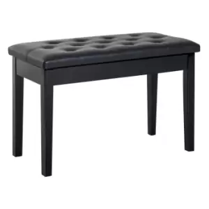 HOMCOM PU Leather Upholstered Piano Stool Makeup Stool Bench Dressing Table Seat with Storage 76x36x50cm, Black