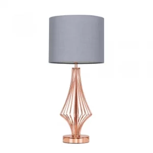 Jaspa Copper Table Lamp with Dark Grey Reni Shade