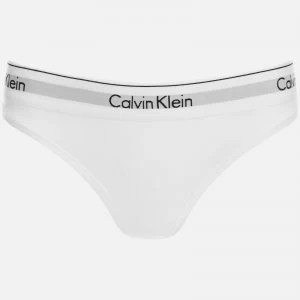 Calvin Klein Womens Modern Cotton Thong - White - L