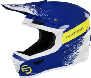 Shot Furious Roll Kids Motocross Helmet, white-blue-yellow, Size L, white-blue-yellow, Size L