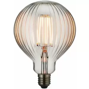 Loops - LED Filament Lamp Bulb 4W E27 LED Clear Ribbed Glass Globe 2200k Warm White