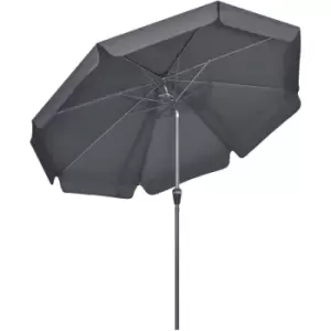 Outsunny 2.7m Patio Umbrella Garden Parasol with Crank, Ruffles, 8 Ribs, Black - Black