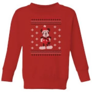 Disney Mickey Scarf Kids Christmas Sweatshirt - Red - 5-6 Years