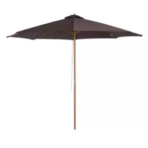 Outsunny 3M Fir Wooden Garden Parasol Sun Shade Outdoor Umbrella Canopy - Coffee Brown