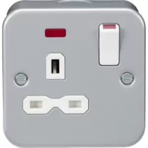 MLA Knightsbridge Metal Clad 13A 1G DP Switched Socket With Neon - MR7000N