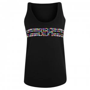 Biba Logo Sequin Vest - Black