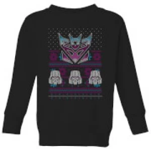 Decepticons Classic Ugly Knit Kids Christmas Sweatshirt - Black - 11-12 Years