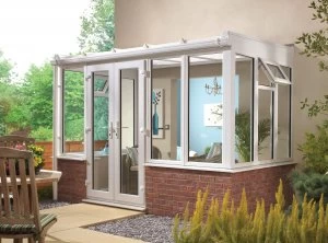 Wickes Lean To Dwarf Wall White Conservatory - 15 x 8 ft