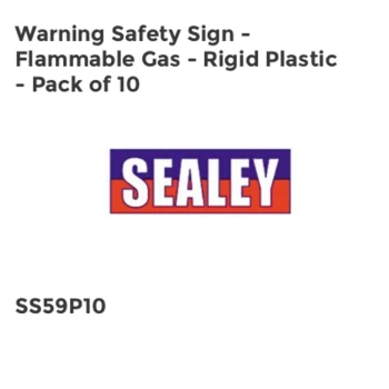 Warning Safety Sign - Flammable Gas - Rigid Plastic - Pack of 10