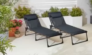 Neo Pair of Cream Folding Sun Loungers - Garden & Outdoor