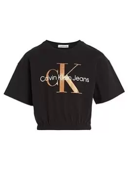 Calvin Klein Jeans Girls Bronze Monogram T-Shirt - CK Black, Size Age: 10 Years, Women