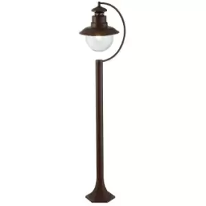 Searchlight Station 1 Light Outdoor Garden Post (1100mm Height) - Rustic Brown With Clear Glass