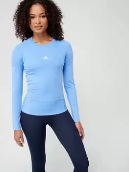 adidas Tech-Fit Long Sleeve T-Shirt, Blue Size M Women