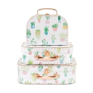 Sass & Belle Pastel Cactus Set of 3 Suitcases