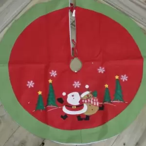 90cm Diameter Festive Felt Fabric Santa and Reindeer Christmas Tree Skirt