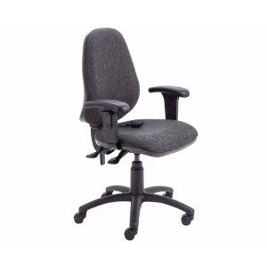 TC Office Calypso Twin Lever Ergonomic Chair with Lumber Pump and Height Adjustable Arms, Charcoal