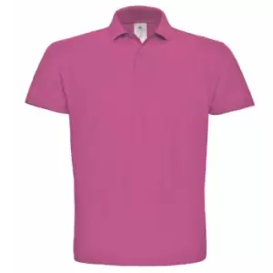 B&C ID.001 Mens Short Sleeve Polo Shirt (2XL) (Fuchsia)