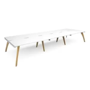 Bench Desk 6 Person Rectangular Desks 4800mm White Tops With White Frames 1600mm Depth Fuze