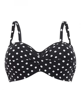 Panache Anya Polka Dot Bandeau Bikini Top - Black/White, Size 38Ff, Women