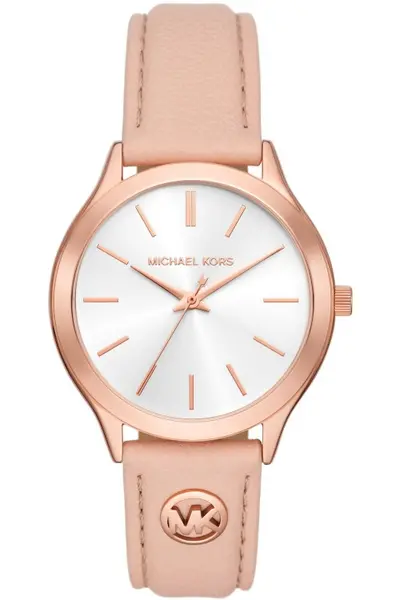 Michael Kors Ladies Michael Kors Slim Runway Three-Hand Blush Leather Watch MK7467