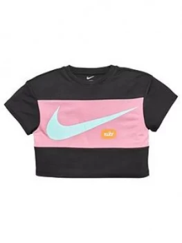 Nike Younger Girls Cropped Training T-Shirt - Black