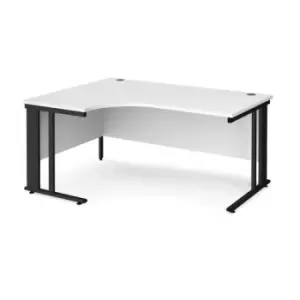 Office Desk Left Hand Corner Desk 1600mm White Top With Black Frame 1200mm Depth Maestro 25 MCM16ELKWH