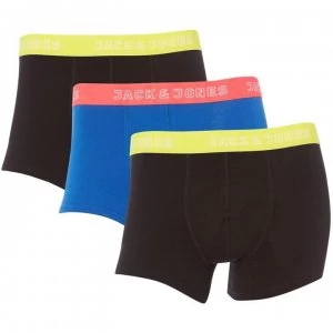 Jack and Jones 3 Pack Bright Waistband Trunk - Black