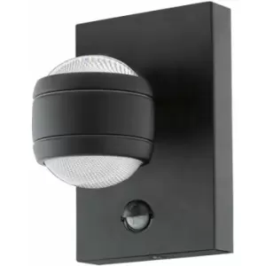 Loops - IP44 Outdoor Wall Light & pir Sensor Black Zinc Steel 3.7W Built in led