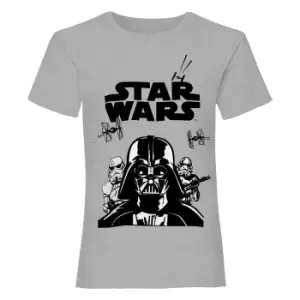 Star Wars Girls Darth Vader Stormtrooper T-Shirt (12-13 Years) (Heather Grey)