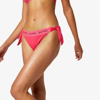 Jack Wills Eco Taped Tie Side Bikini Bottoms - Bright Pink