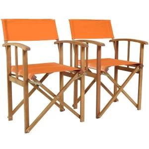 Charles Bentley Pair of Hardwood Directors Chairs - Orange