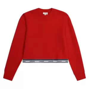 Lacoste Girl's Tape Fleece Crew Neck Sweatshirt - Red