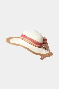 Wide Brim Striped Trim Floppy Sun Hat