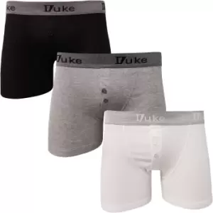 Duke London Mens Driver Boxer Shorts (Pack Of 3) (X-Large) (Black/White/Grey)