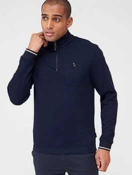 Ted Baker Long Sleeved Funnel Neck Sweatshirt - Navy, Size 6, Men