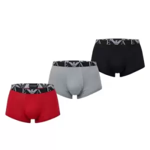 EMPORIO ARMANI 3 Pack Monogram Logo Trunks - Red