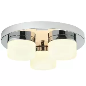 IP44 Bathroom Ceiling Light Chrome & Opal Glass Shade Moisture Resistant Shower