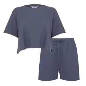 Firetrap Waffle Boxy T-Shirt and Shorts Set - Blue