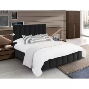 Nora Upholstered Beds - Plush Velvet, Double Size Frame, Black - Black