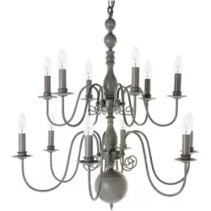 Impex Bologna Flemish Light Grey 12 Arm Chandelier