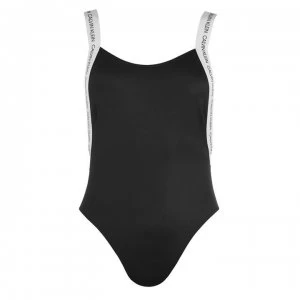 Calvin Klein Logo Scoop Swimsuit - Black BEH