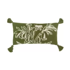 Joules Springtime Bluebell Cushion 60cm x 30cm, Green