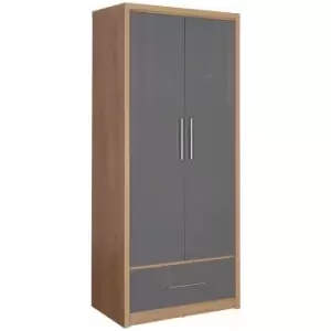 Seville Double, 1 Drawer Wardrobe Grey