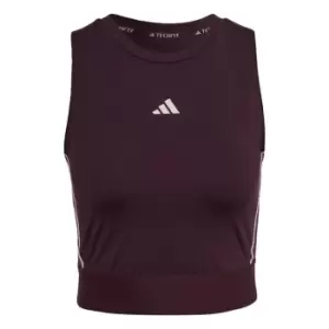 adidas Techfit Training Crop Top With Branded Tape Womens - Shadow Maroon / Ecru Tint