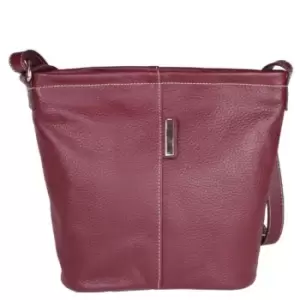 Womens/Ladies Erica Handbag With Metal Detail (One Size) (Burgundy) - Eastern Counties Leather