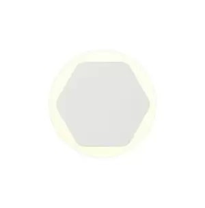 Magnetic Base Wall Lamp, 12W LED 3000K 498lm, 15, 19cm Horizontal Hexagonal Centre, Sand White, Round Acrylic Frosted Diffuser