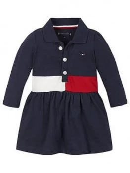 Tommy Hilfiger Baby Girls Flag Polo Dress, Navy, Size 12-18 Months