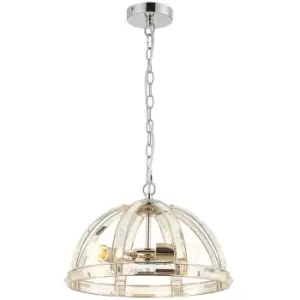 Luminosa Vestal Medium Dome Ceiling Pendant, 3 Light E27, Polished Nickel