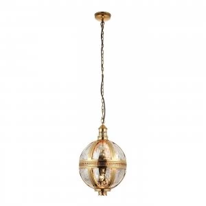 Spherical Ceiling Pendant Light Solid Brass, Mercury Glass, E27