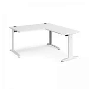 TR10 desk 1400mm x 800mm with 800mm return desk - white frame and